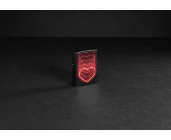 Зажигалка ZIPPO Hearts Design с покрытием Black Light, латунь/сталь, черная, матовая, 38x13x57 мм, изображение 8
