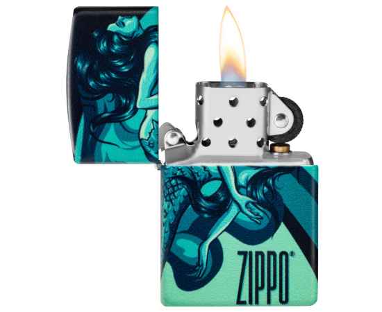 Зажигалка ZIPPO Mermaid Design с покрытием 540 Matte, латунь/сталь, черная, матовая, 38x13x57 мм, изображение 3