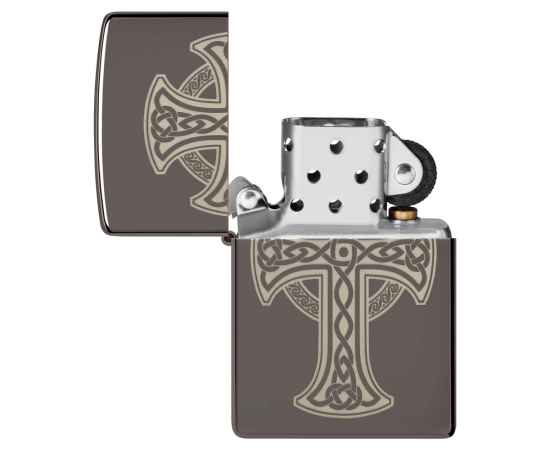Зажигалка ZIPPO Celtic Cross Design с покрытием Black Ice®, латунь/сталь, черная, 38x13x57 мм, изображение 4