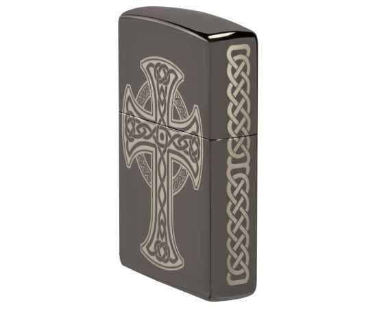 Зажигалка ZIPPO Celtic Cross Design с покрытием Black Ice®, латунь/сталь, черная, 38x13x57 мм, изображение 8