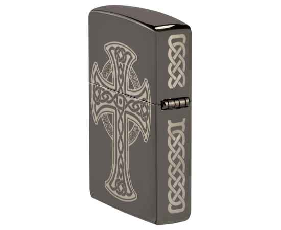Зажигалка ZIPPO Celtic Cross Design с покрытием Black Ice®, латунь/сталь, черная, 38x13x57 мм, изображение 9