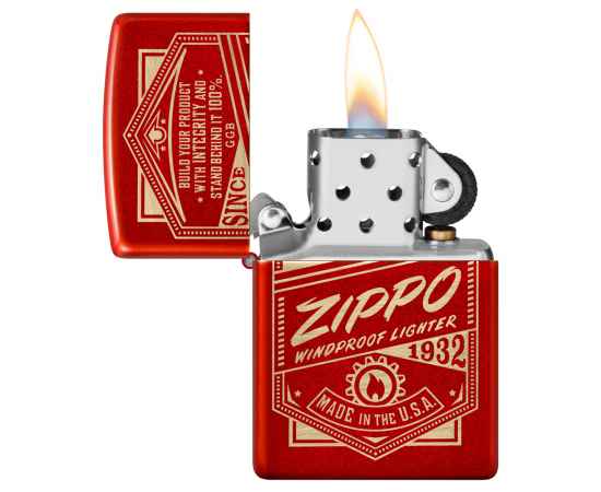 Зажигалка ZIPPO Classic с покрытием Metallic Red, латунь/сталь, красная, 38x13x57 мм, изображение 2