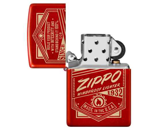 Зажигалка ZIPPO Classic с покрытием Metallic Red, латунь/сталь, красная, 38x13x57 мм, изображение 3
