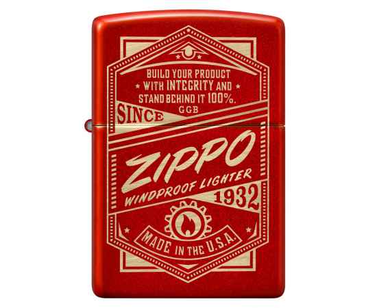 Зажигалка ZIPPO Classic с покрытием Metallic Red, латунь/сталь, красная, 38x13x57 мм, изображение 4