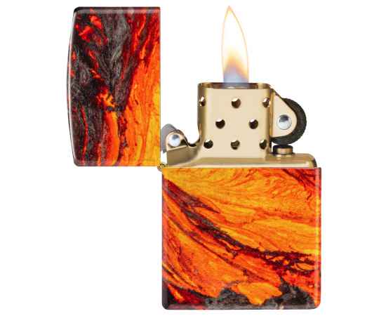 Зажигалка ZIPPO Lava Flow с покрытием 540 Tumbled Brass, латунь/сталь, оранжевая, 38x13x57 мм, изображение 3
