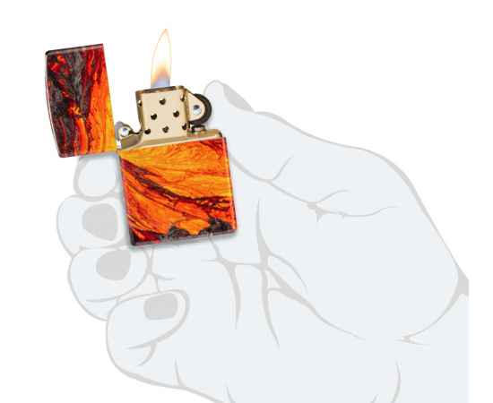 Зажигалка ZIPPO Lava Flow с покрытием 540 Tumbled Brass, латунь/сталь, оранжевая, 38x13x57 мм, изображение 5