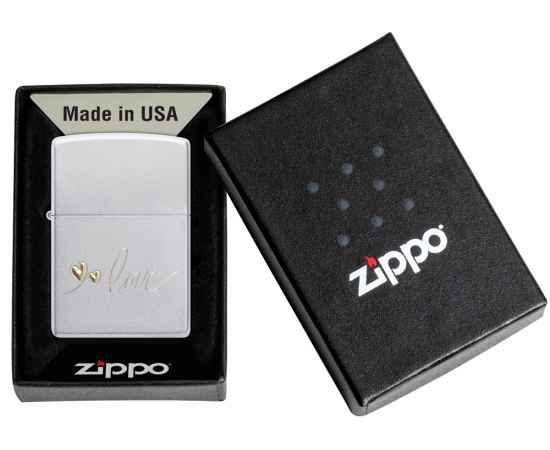 Зажигалка ZIPPO Love Design с покрытием Satin Chrome, латунь/сталь, серебристая, 38x13x57 мм, изображение 6