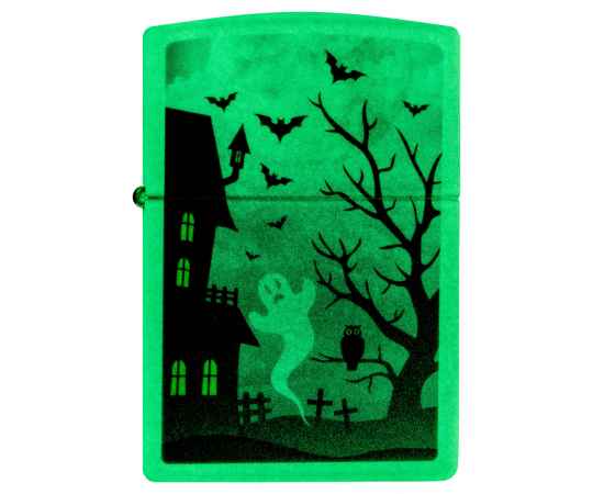 Зажигалка ZIPPO Spooky Design с покрытием Glow In The Dark Green, латунь/сталь, белая, 38x13x57 мм, изображение 7