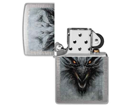 Зажигалка ZIPPO Dragon Design с покрытием Linen Weave, латунь/сталь, серебристая, 38x13x57 мм, изображение 4