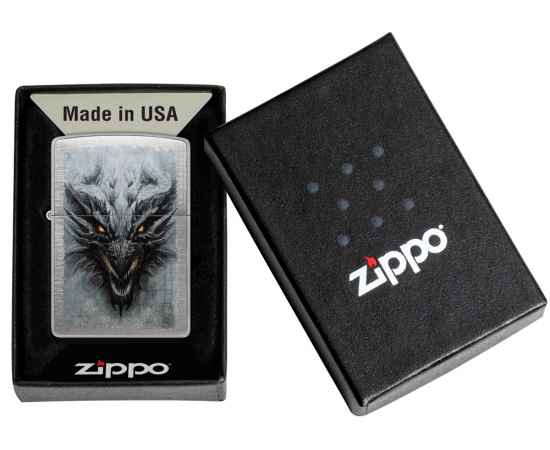 Зажигалка ZIPPO Dragon Design с покрытием Linen Weave, латунь/сталь, серебристая, 38x13x57 мм, изображение 6
