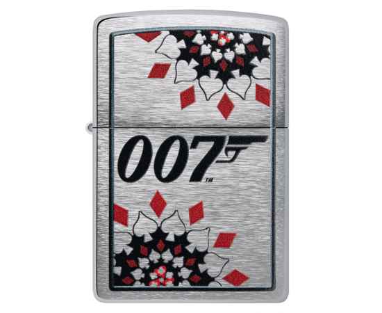 Зажигалка ZIPPO James Bond™ с покрытием Brushed Chrome, латунь/сталь, серебристая, 38x13x57 мм, изображение 2