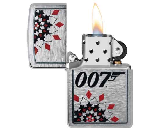 Зажигалка ZIPPO James Bond™ с покрытием Brushed Chrome, латунь/сталь, серебристая, 38x13x57 мм, изображение 3