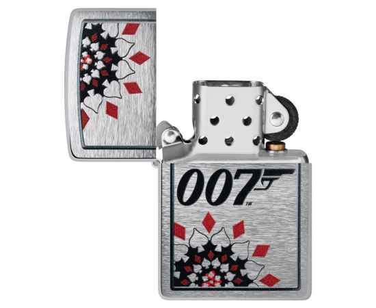Зажигалка ZIPPO James Bond™ с покрытием Brushed Chrome, латунь/сталь, серебристая, 38x13x57 мм, изображение 4