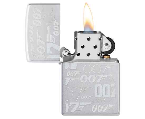 Зажигалка ZIPPO James Bond™ с покрытием Satin Chrome, латунь/сталь, серебристая, 38x13x57 мм, изображение 3