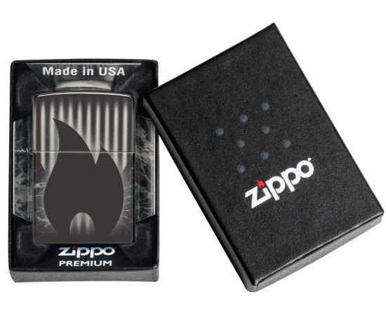 Зажигалка ZIPPO Classic с покрытием High Polish Black, латунь/сталь, черная, глянцевая, 38x13x57 мм, изображение 6