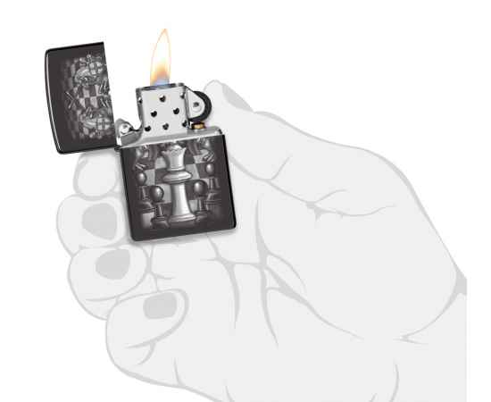 Зажигалка ZIPPO Chess Design с покрытием High Polish Black, латунь/сталь, черная, 38x13x57 мм, изображение 5