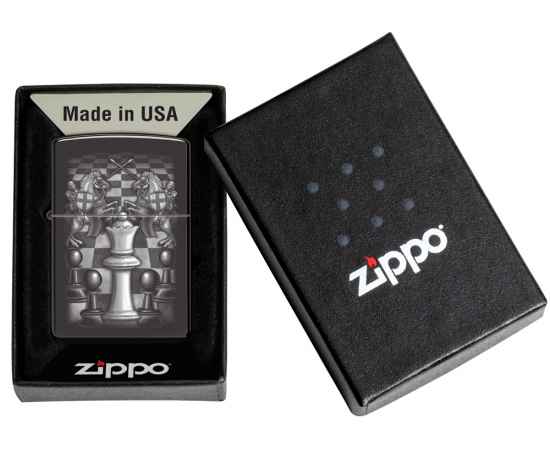 Зажигалка ZIPPO Chess Design с покрытием High Polish Black, латунь/сталь, черная, 38x13x57 мм, изображение 6