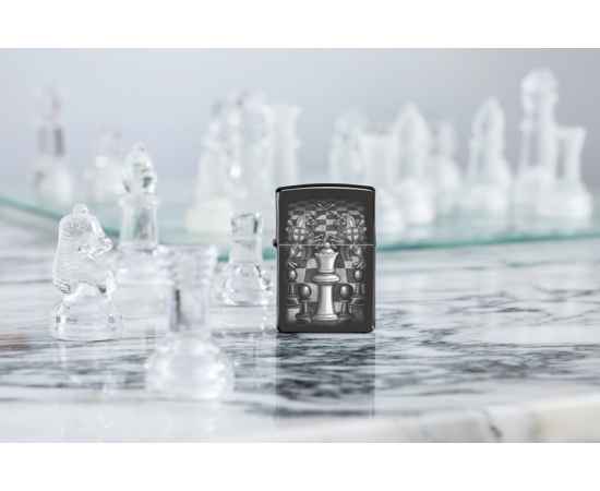 Зажигалка ZIPPO Chess Design с покрытием High Polish Black, латунь/сталь, черная, 38x13x57 мм, изображение 7