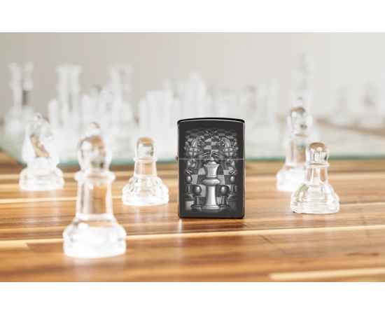 Зажигалка ZIPPO Chess Design с покрытием High Polish Black, латунь/сталь, черная, 38x13x57 мм, изображение 8
