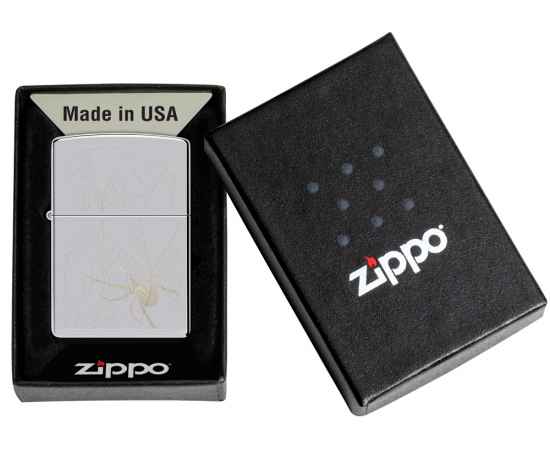Зажигалка ZIPPO Spider Design с покрытием High Polish Chrome, латунь/сталь, серебристая, 38x13x57 мм, изображение 6