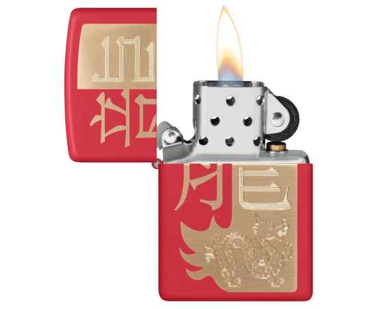 Зажигалка ZIPPO Year of the Dragon 2024 с покрытием Red Matte, латунь/сталь, красная, 38x13x57 мм, изображение 3