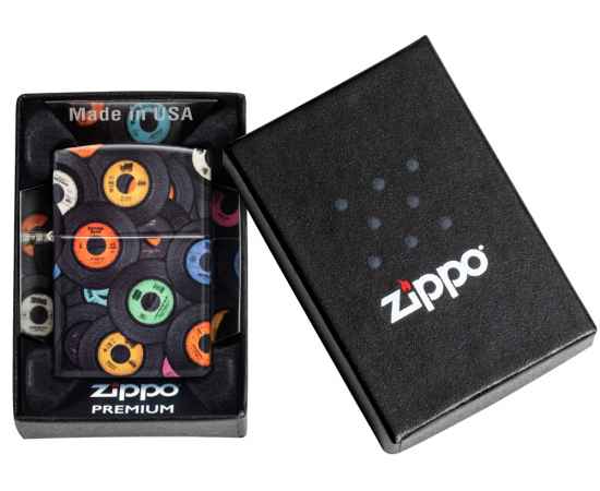 Зажигалка ZIPPO Records Design с покрытием 540 Matte, латунь/сталь, черная, 38x13x57 мм, изображение 6