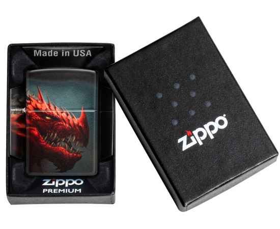 Зажигалка ZIPPO Dragon Design с покрытием 540 Matte, латунь/сталь, черная, 38x13x57 мм, изображение 6