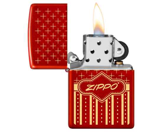 Зажигалка ZIPPO с покрытием Metallic Red, латунь/сталь, красная, 38x13x57 мм, изображение 3