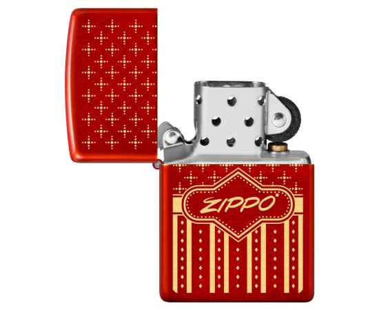 Зажигалка ZIPPO с покрытием Metallic Red, латунь/сталь, красная, 38x13x57 мм, изображение 4