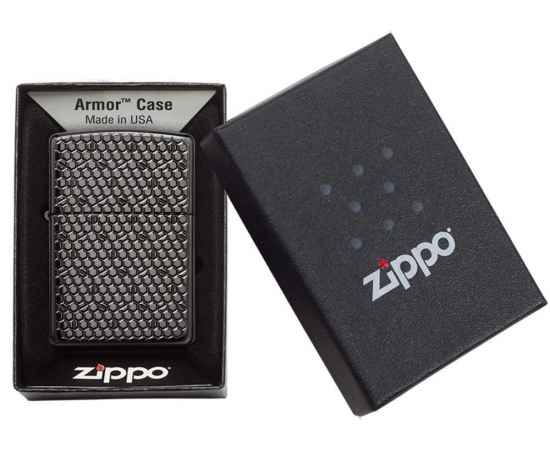 Зажигалка ZIPPO Armor™ с покрытием Black Ice®, латунь/сталь, чёрная, глянцевая, 38x13x57 мм, изображение 7