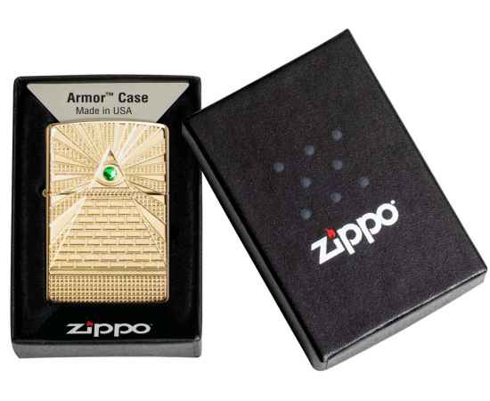 Зажигалка ZIPPO Armor™ с покрытием High Polish Brass, латунь/сталь, золотистая, 38x13x57 мм, изображение 7