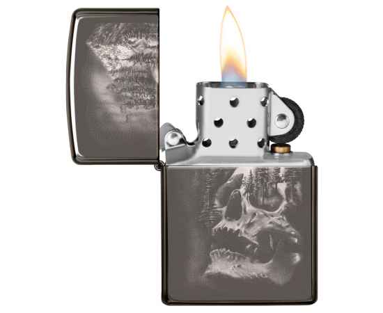 Зажигалка ZIPPO Skull Design с покрытием Black Ice®, латунь/сталь, черная, 38x13x57 мм, изображение 3