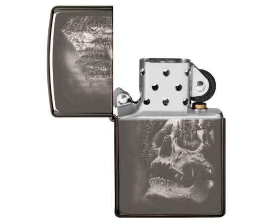 Зажигалка ZIPPO Skull Design с покрытием Black Ice®, латунь/сталь, черная, 38x13x57 мм, изображение 4