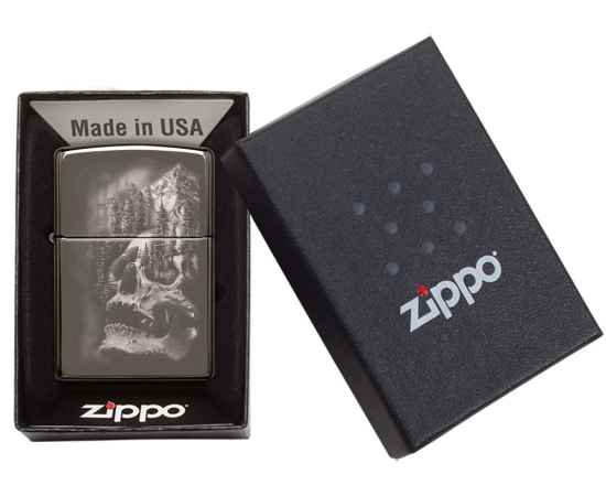 Зажигалка ZIPPO Skull Design с покрытием Black Ice®, латунь/сталь, черная, 38x13x57 мм, изображение 6
