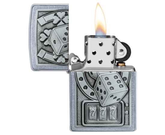 Зажигалка ZIPPO Lucky 7 с покрытием Street Chrome, латунь/сталь, серебристая, 38x13x57 мм, изображение 3