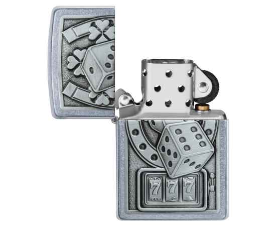 Зажигалка ZIPPO Lucky 7 с покрытием Street Chrome, латунь/сталь, серебристая, 38x13x57 мм, изображение 4