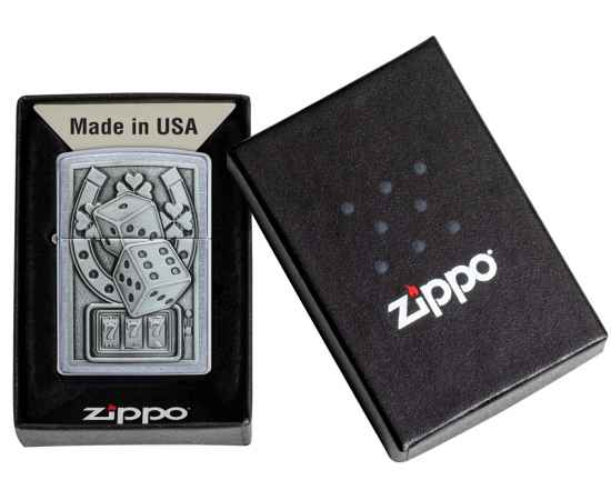 Зажигалка ZIPPO Lucky 7 с покрытием Street Chrome, латунь/сталь, серебристая, 38x13x57 мм, изображение 6