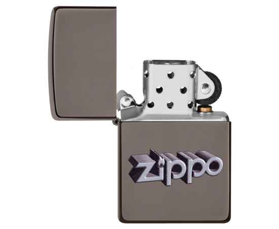 Зажигалка ZIPPO Zippo Design с покрытием Black Ice®, латунь/сталь, чёрная, глянцевая, 38x13x57 мм, изображение 4