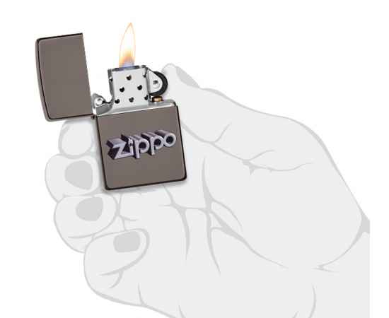 Зажигалка ZIPPO Zippo Design с покрытием Black Ice®, латунь/сталь, чёрная, глянцевая, 38x13x57 мм, изображение 5