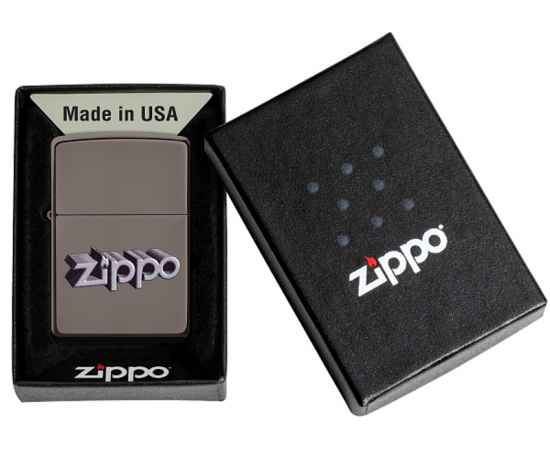 Зажигалка ZIPPO Zippo Design с покрытием Black Ice®, латунь/сталь, чёрная, глянцевая, 38x13x57 мм, изображение 6