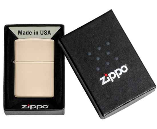 Зажигалка ZIPPO Classic с покрытием Flat Sand, латунь/сталь, бежевая, глянцевая, 38x13x57 мм, изображение 10