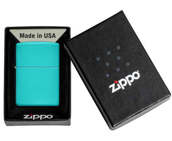 Зажигалка ZIPPO Classic с покрытием Flat Turquoise, латунь/сталь, бирюзовая, глянцевая, 38x13x57 мм, изображение 10