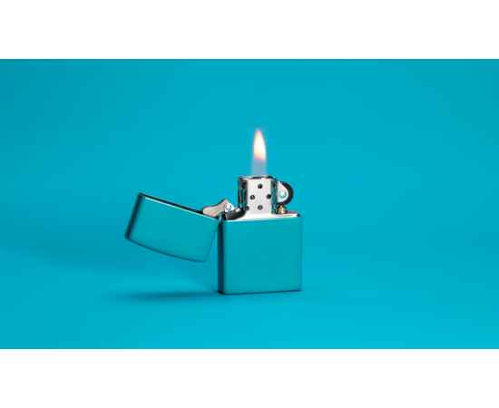Зажигалка ZIPPO Classic с покрытием Flat Turquoise, латунь/сталь, бирюзовая, глянцевая, 38x13x57 мм, изображение 11