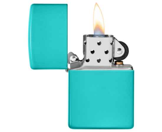 Зажигалка ZIPPO Classic с покрытием Flat Turquoise, латунь/сталь, бирюзовая, глянцевая, 38x13x57 мм, изображение 3
