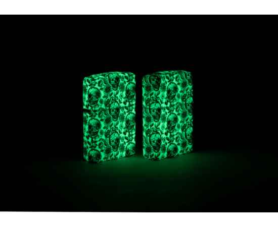 Зажигалка ZIPPO Skeleton с покрытием Glow in the Dark Green, латунь/сталь, серая, 38x13x57 мм, изображение 12