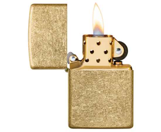 Зажигалка ZIPPO Classic с покрытием Tumbled Brass, латунь/сталь, золотистая, матовая, 38x13x57 мм, изображение 3
