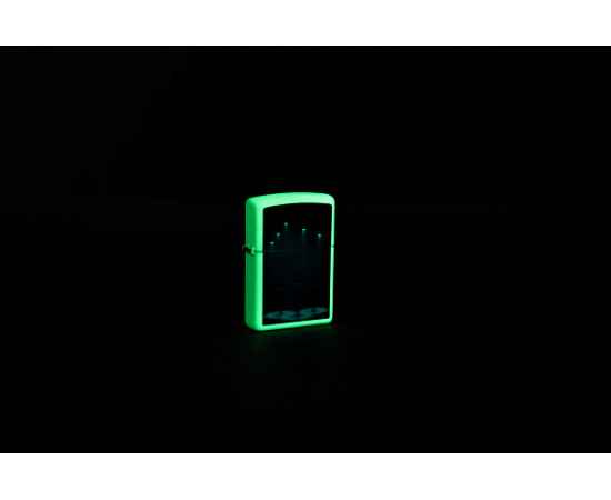 Зажигалка ZIPPO Aliens Design с покрытием Glow In The Dark Green, латунь/сталь, белая, 38x13x57 мм, изображение 6