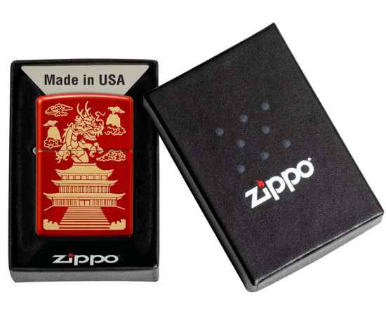 Зажигалка ZIPPO Eastern Design с покрытием Metallic Red, латунь/сталь, красная, 38x13x57 мм, изображение 6