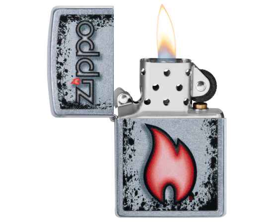 Зажигалка ZIPPO Flame Design с покрытием Street Chrome, латунь/сталь, серебристая, 38x13x57 мм, изображение 2