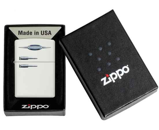 Зажигалка ZIPPO Retro Fridge Design с покрытием White Matte, латунь/сталь, серебристая, 38x13x57 мм, изображение 7